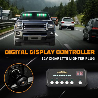 XRIDONSEN 2x 17 inch Green White Emergency Lights for Vehicles 40 LED Emergency Dash lights Interior Front/Rear Windshield Strobe Lights Safety Warning for Volunteer Firefighter Vehicles Trucks - color: Green/White
