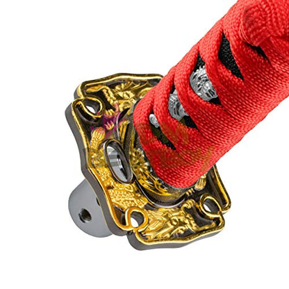 JDMBESTBOY Samurai Sword Red Black Shift Knob Shifter Alloy Katana Adapters Universal 10cm - color: Red Black, size: 10cm