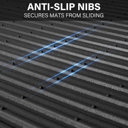 CAR PASS Rubber Floor Mats, All Weather Full Set 4-Piece, Waterproof Automotive Mats Trim to Fit Most Cars Sedans SUVs Vans, Heavy Duty Anti-Slip Easy Clean, All Black - color: Black