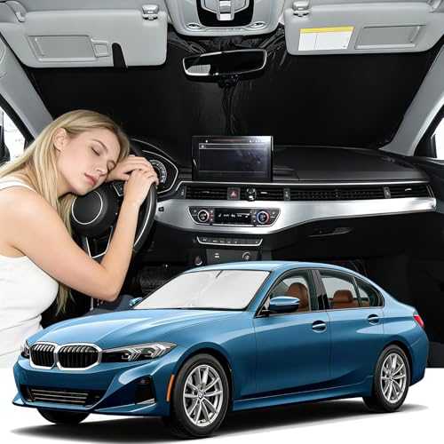 Windshield Sunshade for BMW 3 Series 2019-2026 Sun Shade (330i M340i&M3) Car Accessories Upgrade 4 Layers Blocks UV Rays Custom Fit 3 Series Car Window Shades Windshield Keep Cool Foldable - size: for BMW 3 Series 2019-2026
