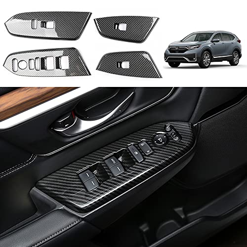 for Honda CRV 2017-2022 ABS Carbon Fiber Grain Inner Window Switch Panel Cover Trim for Honda CRV 2017 2018 2019 2020 2021 2022 LX EX Interior Accessories(Without Rear Seat Heating Buttons) - color: Window Switch Panel