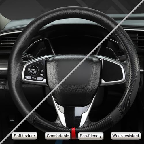 West Llama Microfiber Leather Car Steering Wheel Cover for Kia,14.5-15 inch (Black+Red Line-Standrad Size) - color: D-Black+Red Line