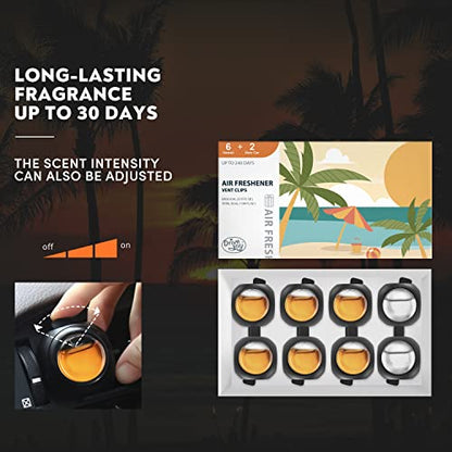 DRIVEJOY Car Air Freshener Vent Clips, 8 PK, 6 Hawaiian, 2 New Car, Car Fresheners for Men Women, Up to 240 Days, Natural Odor Eliminator - color: Hawaiian