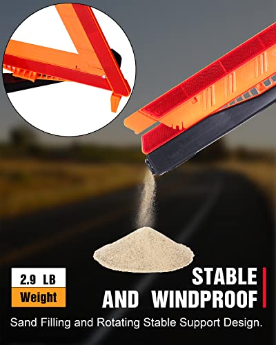 SAFEMATE 3 Pack Warning Triangle DOT Approved, Foldable Emergency Safety Reflective Triangles for Roadside Vehicles Breakdown with Carrying Case - size: 3 PCS