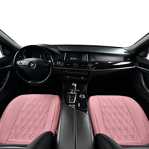 TIEHESYT Pink Car Seat Covers, 2PCS Automotive Faux Leather Seat Covers Front Bottom Protector, Universal Full Wrapping Edge Fit Most Seats of Cars, SUVs, Sedans and Pickup Trucks - color: Pink Diamond, size: 2 PCS