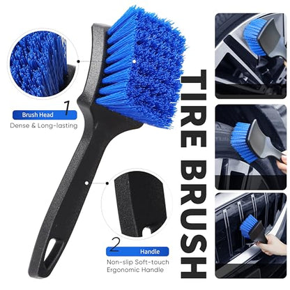 5-12ft Car Wash Kit,8 Piece,Thickened Aluminum Telescopic Rod,Cleaning Brush,Tire Brush,180 ° Chenille Mop,Fiber Towel,Storage Bag,2-Piece Detail Brush,Car,RV,Truck Clean Kit