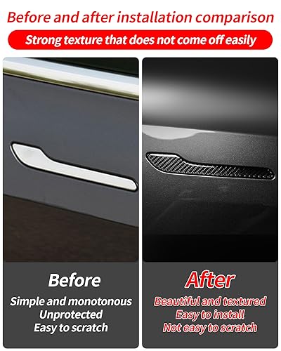 Door Handle Cover, Real Matte Carbon Fiber Door Handle Trim Protector Set Compatible with Tesla Model y Model 3 2017-2025 (4 Pieces) (Glossy Carbon Fiber with drip) - color: Glossy Carbon Fiber with drip