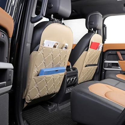 TAIKOO Seat Back Protector + Large Capacity Pocket Storage Organizer,Preventing The Impact of Children Stepping on The Seat Backrest (Style B-Beige) - color: Style B-Beige