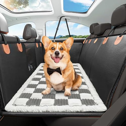 Backseat Pet Bed Mat,Dog Bed for Car,Dog Seat Cover for Car Back Seat, Non-Slip Travel Pet Mat, Fit for Backseat Extenders and Seat Covers (Light Gray&White) - color: Black