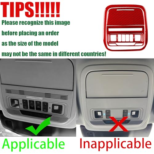 Real Red Carbon Fiber Car Front Row Roof Reading Light Control Panel Sticker Set Auto Interior Trim Compatible with Ford Explorer(U625)XLT/Limited/ST/Platinum/Platinum Hybrid 2020 2021 2022 2023 - color: Front Reading Light Panel Set