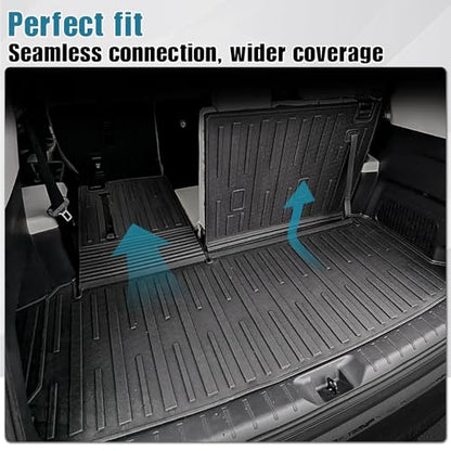 Floor Mats Cargo Mat with Backrest Mat for 2024 2025 2026 Toyota Grand Highlander 7 Seat Car Mat Accessories, All Weather TPE Cargo Liner Trunk Mat (Grand Highlander-Full Set) - size: Grand Highlander-Floor Mats Set