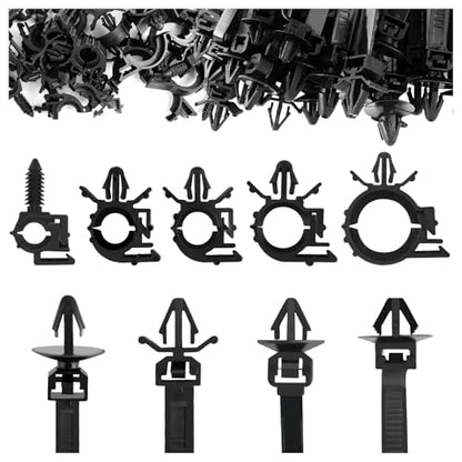 130PCS Automotive Cable Ties and Wire Loom Kit,Includes 6 Sizes Wire Clips for Storaging and Protecting Cable,Universal Cable Retainer Clips Car Accessories for Car SUV Truck