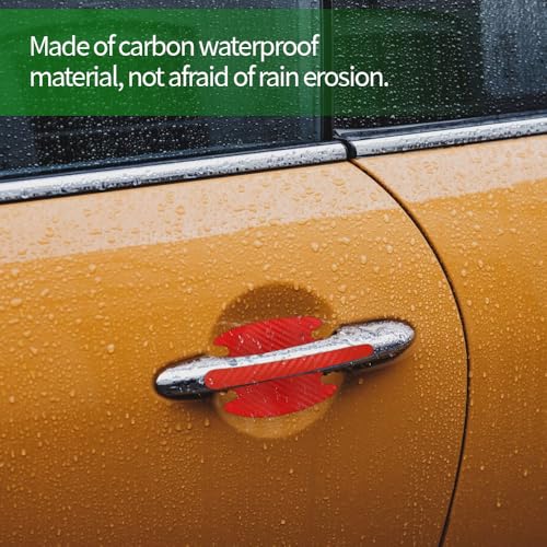8PCS Carbon Fiber Handle Protectors - Anti Scratch Car Stickers, Universal Paint Guard Cover, Door Handle Cup Protective Film - color: Red