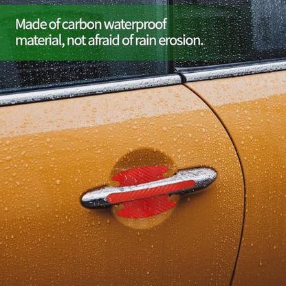 8PCS Carbon Fiber Handle Protectors - Anti Scratch Car Stickers, Universal Paint Guard Cover, Door Handle Cup Protective Film - color: Red