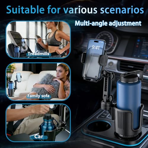 2 in 1 Phone Holders for Your Car, 360°Rotation Car Phone Holder Phone Mount for Car with Expandable Base Car Cup Holder Phone Holder Phone Mount Extendable Long Arm for All Smartphone - color: Extra Large-Black