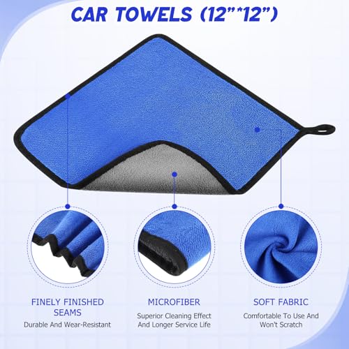 16 Pcs Windshield Cleaner Tool, Car Cleaning Kit with Various Detailing Brushes Set Spray Bottle Cleaner Towel Cleaning Gel Accessories Car Interior Detailing Kit for Windows Vents(Blue) - color: Blue
