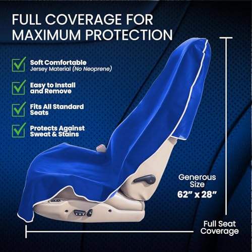 Dri Seats Waterproof Car Seat Cover – Premium Sweat Towel with Slip Resistant Backing for Front Seats in Cars, Trucks, SUVs – Universal Seat Covers & Liner, Easy Install (Blue, Large) - color: Blue, size: Large