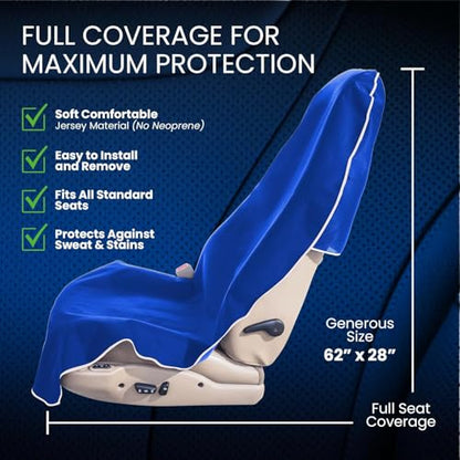 Dri Seats Waterproof Car Seat Cover – Premium Sweat Towel with Slip Resistant Backing for Front Seats in Cars, Trucks, SUVs – Universal Seat Covers & Liner, Easy Install (Blue, Large) - color: Blue, size: Large