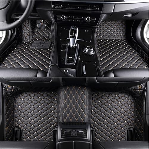 Custom Luxury Leather Car Floor Mats Upgrade Your Car's Interior All-Weather Protection for Cars, SUVs, Trucks Compatible with Automotive Floor Mats (Black Gold) - color: Black gold