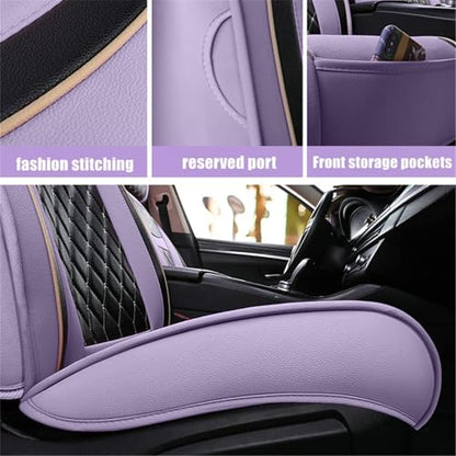 Car Seat Covers Front Seats, Super Luxurious Heavy Universal Duty Waterproof Leather Automotive Vehicle Cover for Cars SUV Pick-up Truck, Non-Slip Seat Pink Car Accessories (2 PCS Front/Light purple) - color: 2 PCS Front/Light purple