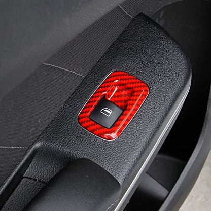 Red Carbon Fiber Window Lift Trim Switch Panel Cover Trim for Dodge Charger 2011+/ Chrysler 300 2015-2021 - color: Red