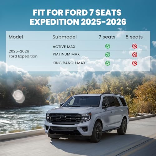 LASFIT Floor Mat&Cargo with Backrest Mat for 7 Seats 2025 2026 Ford Expedition Max(Not for Standard),TPE Easy Clean All Weather TPE Custom Fit for SUV Car Liners, 1st&2nd&3rd&Cargo Liner, Black 5pcs - style: 8) Expedition Max 7-Seat| 25-26 | Combo Set