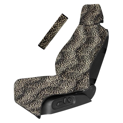 Universal Cloth Car Seat Covers Full Set with Buckle Fastening, Water-Resistant Fabric Auto Interior Protector – Fits Most Cars, SUVs, Trucks (Leopard) - style: leopard
