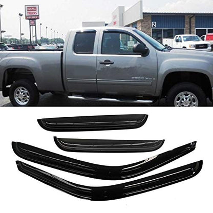 Smoke Window Visors Compatible with 1999-2006 Silverado/Sierra Extended Cab Sun Rain Guard Wind Deflectors 4pcs 94044 - size: For 1999-2006 Silverado/Sierra Extended Cab
