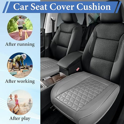 2PCS Leather Car Seat Cover, Front Bottom Seat Cushion Cover, Car Seat Cover, Front PU Leather Seat Covers, Anti-Slip and Wrap Around The Bottom with Storage Pocket Suitable for Most Vehicles (Grey) - color: grey*2
