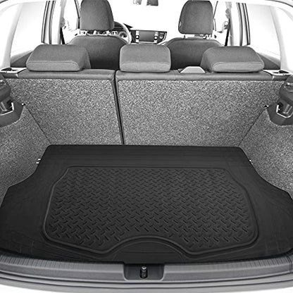 FH Group Premium Liners Tall Channel Trimmable All Weather Rubber Full Set Car Floor Mats (Purple) w. Trimmable All-Season Cargo Liner (Black) - Universal Fit for Cars Trucks and SUVs - color: Purple, style: With Cargo Mats