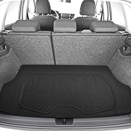 FH Group Premium Liners Tall Channel Trimmable All Weather Rubber Full Set Car Floor Mats (Beige) w. Trimmable All-Season Cargo Liner (Black) - Universal Fit for Cars Trucks and SUVs - color: Beige, style: With Cargo Mats