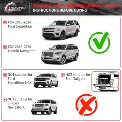 Cargo Mat Compatible with 2018-2024 Ford Expedition Lincoln Navigator (Not for Max or L Models) Cargo Liner Trunk Liner 2023 Expedition 7&8 Seats Accessories (Trunk Mat+Backrest Mats) - style: For Ford Expedition | 2018-2024