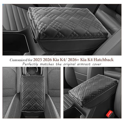 SKTU for 2026 Kia K4 Hatchback Center Console Cover for 2025 2026 Kia K4/2026+ Kia K4 Hatchback Armrest Cover Kia K4 2025 2026 Accessories Soft Console Cushion [Thicken] 2026 K4 Hatchback Seat Box Pad - color: 2025+ K4/2026+ K4 Hatchback Thicken