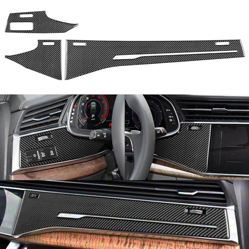 NVCNX Real Premium Carbon Fiber Accessories for Audi Q8 2019-2026 / Q7 SQ7 SQ8 RS Q8 2020-2026 2021 2022 2023 2024 2025 Car Dash Board Dashboard Panel Cover Interior Trim Overlay Sticker Decal 3PCs - color: Dash Panel Trim