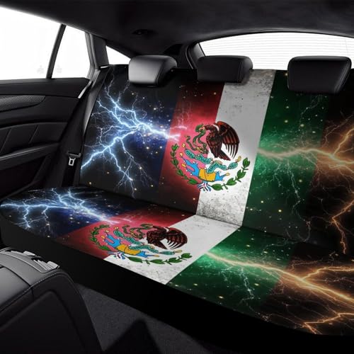 Breathable Comfortable Back Seat Covers Compatible with 90% Vehicles Car Accessories for All Seasons, Non Fade Cool Lightnings Eagle Mexico Flag Seat Cushion Pad Mat Covers - color: Pattern 136
