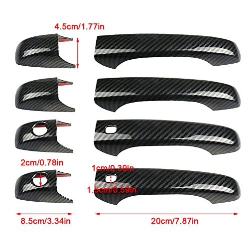 sportuli Carbon Fiber Mirror Covers +Door Handle Covers Replacement for 2011-2021 Jeep Grand Cherokee and Dodge Durango