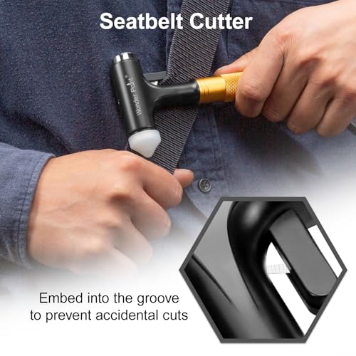 Premium Car Glass Breaker with Seat Belt Cutter - Automotive Safety Hammer - Emergecy Escape Tool, Car Autoaccessory Metal Window Hammer, Vehicle Hard Aluminium Alloy Head Design(Yellow) - color: Yellow