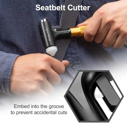 Premium Car Glass Breaker with Seat Belt Cutter - Automotive Safety Hammer - Emergecy Escape Tool, Car Autoaccessory Metal Window Hammer, Vehicle Hard Aluminium Alloy Head Design(Yellow) - color: Yellow