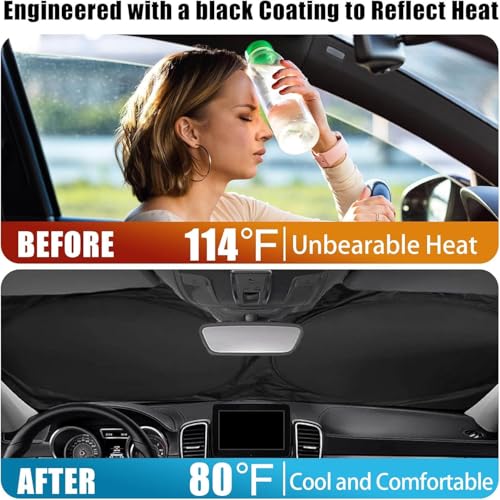 Wolf Eyes Car Windshield Sun Shade, Foldable Car Front Window Sunshade, UV Ray Reflector Sun Blocker, Heat Protection Windshield Cover Universal Fit for Sedans, Trucks, SUV, 59" x 31.5" - color: color 3