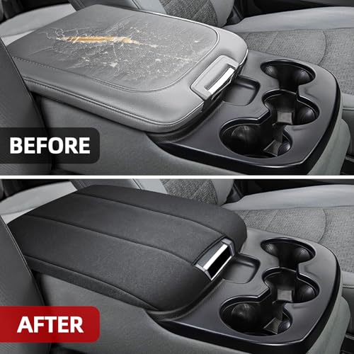Center Console Cover Fit for 2013-2018 Dodge Ram 1500 & 2013-2023 Ram 2500/3500/1500 Classic Model for Jump Seat Console, Armrest Cover Cozy Neoprene, Customized Accessories - style: A: Jump Seat Console 2013-2018 Ram Black Neoprene