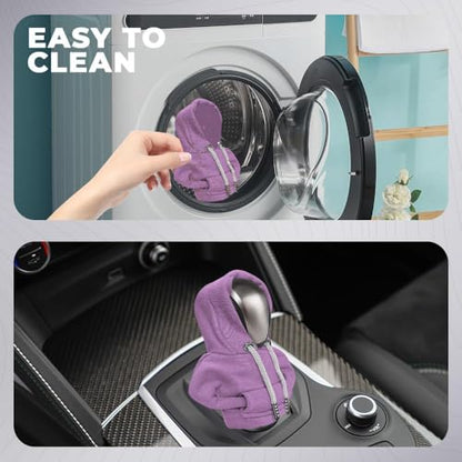 Gear Shift Hoodie, Gear Shift Cover, Fashionable Hoodie Automotive Gear Shift Knob Protector, Car Accessories Mini Sweater Gear Shift Knob Cover for Car Gear Shift Levers (Purple-2PCS) - color: Purple-2PCS