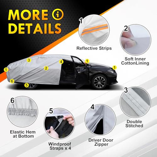 6 Layer Heavy Duty Car Cover Custom Fit for Ford Mustang 1994-2025, Chevy Camaro 2010-2025, Waterproof All Weather Car Tarp Outdoor Protection with Cotton Lining - size: Ford Mustang,Checy Camaro