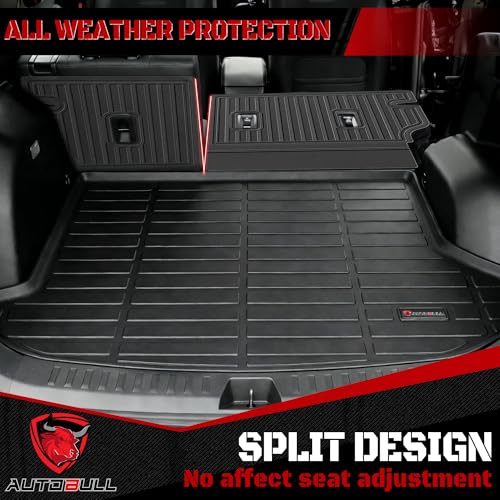 Floor Mats & Cargo Liner for 2022-2025 2026 Nissan Pathfinder 8 Seats (Fit Gas), Full Set All Weather Protection 1st,2nd,3rd Row Car Liners,Backrest Mat & Trunk Mat,Black - style: 2022-2026 Nissan Pathfinder 8 Seats (Fit Gas)