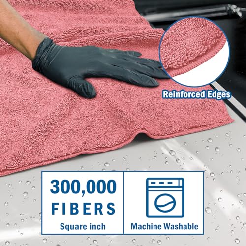 HOMEXCEL Professional Large Microfiber Car Drying Towels 2 Pack, Lint Free, Scratch Free, Highly Absorbent Drying Towel for Cars, SUVs, RVs, Trucks, and Boats,31" x 24",Red - color: Red