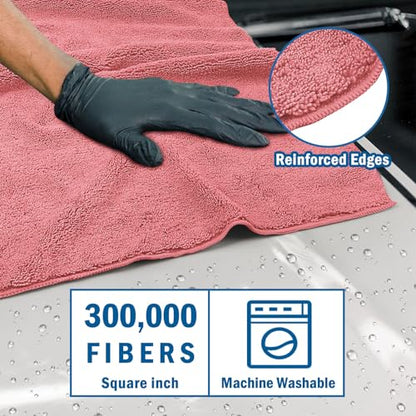 HOMEXCEL Professional Large Microfiber Car Drying Towels 2 Pack, Lint Free, Scratch Free, Highly Absorbent Drying Towel for Cars, SUVs, RVs, Trucks, and Boats,31" x 24",Red - color: Red