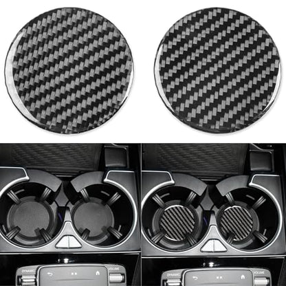 NVCNX Carbon Fiber Accessories for Mercedes Benz GLE GLS 350 450 450e 580 53 63 S AMG 2020-2026 2021 2022 2023 2024 2025 Center Console Cup Holder Mat Cover Interior Trim Overlay Sticker Decal 2PCs - color: Center Console Cup Holder Mat Trim