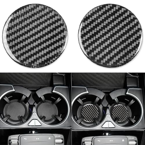 NVCNX Carbon Fiber Accessories for Mercedes Benz GLE GLS 350 450 450e 580 53 63 S AMG 2020-2026 2021 2022 2023 2024 2025 Center Console Cup Holder Mat Cover Interior Trim Overlay Sticker Decal 2PCs - color: Center Console Cup Holder Mat Trim