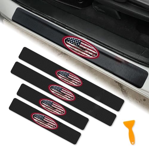 4Pcs Carbon Fiber Car Door Sill Protector Scratch Resistant & Waterproof Door Entry Guard fit for Ford Car Accessories America Flag Universal - color: door-America flag