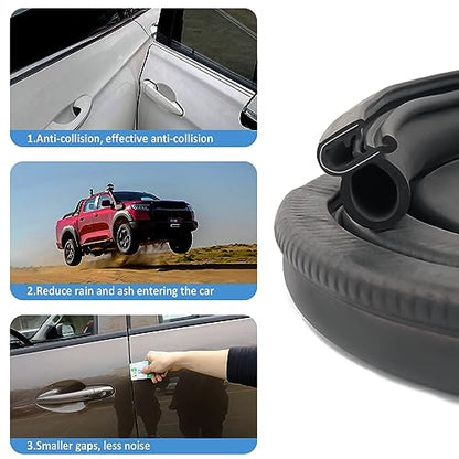 20Ft Car Door Seal Strip,U-Shaped Automotive Weather Stripping Rubber Seal Strip with Metal Clips,Universal Push-in Car Door Edge Guards Fits Car Truck Boat RV Home (20Ft) - color: 20Ft