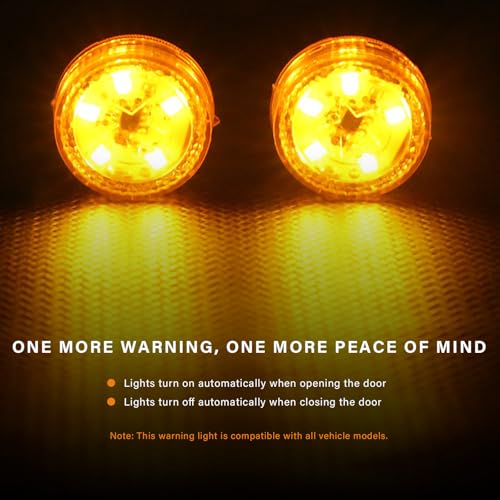 4 PCS Wireless Car Door LED Warning Lights, 5 LED Roadside Strobe Lamp for Anti Rear End Collision, Universal Flashing Safety Signal Light for Sedans SUVs Trucks Vans (Yellow) - color: Yellow